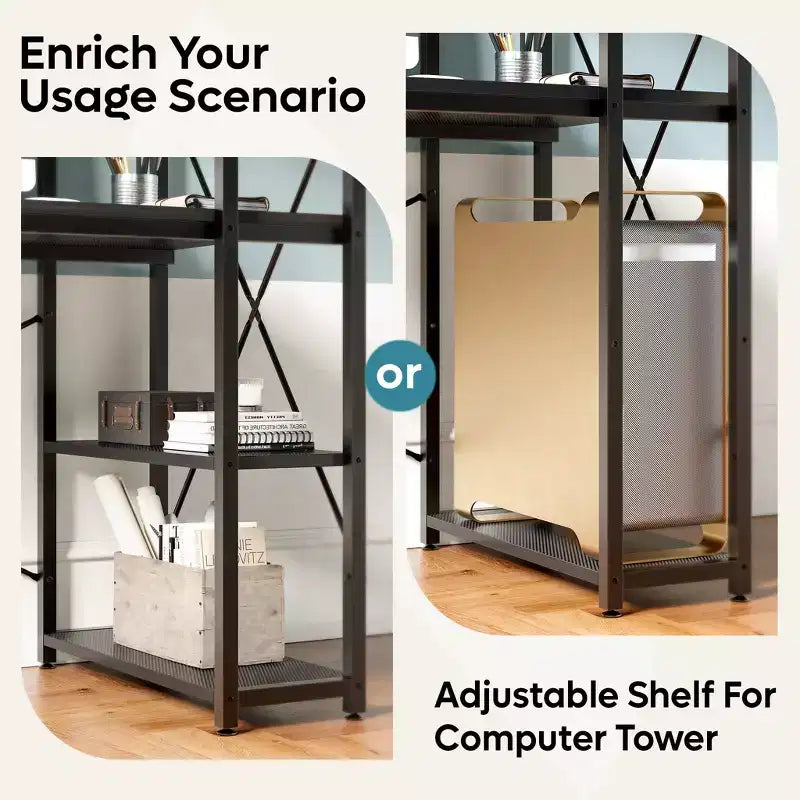 Bestier Bureau d'ordinateur de 119 cm avec étagère réversible, bureau d'écriture debout pour bureau à domicile/étude/jeux