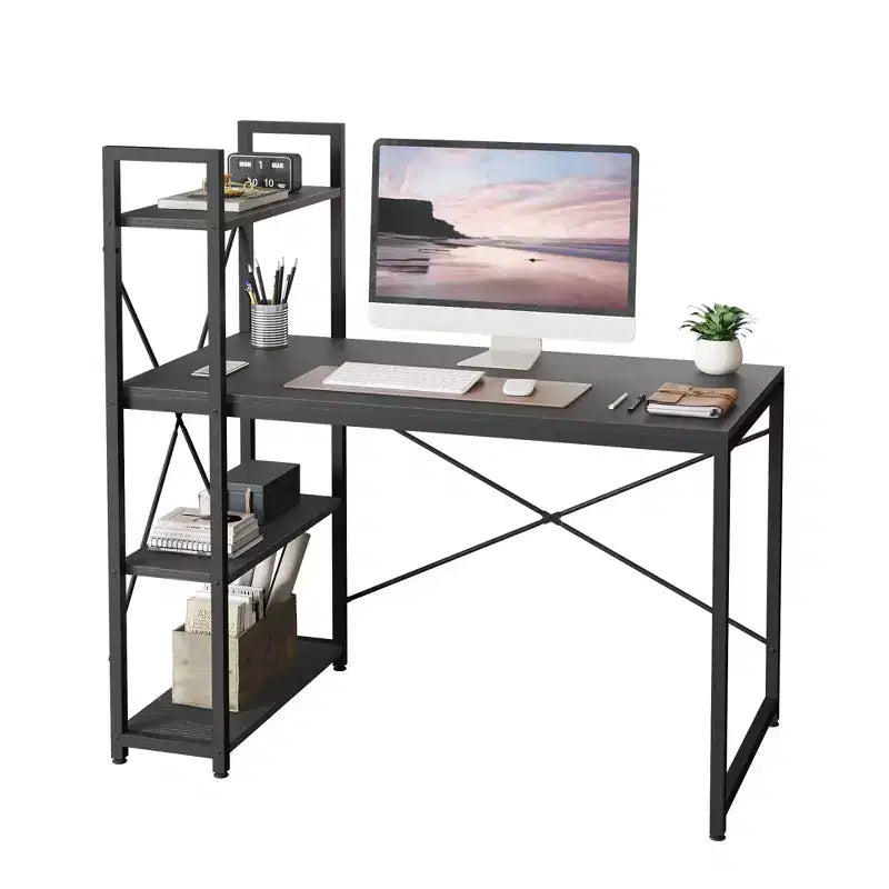 Bestier Bureau d'ordinateur de 119 cm avec étagère réversible, bureau d'écriture debout pour bureau à domicile/étude/jeux