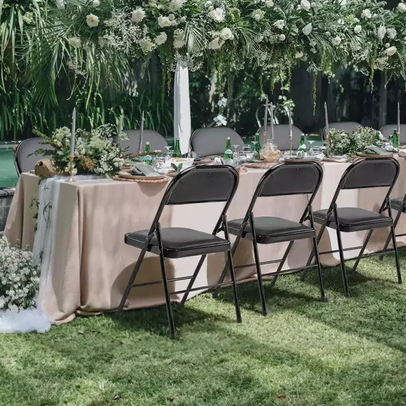 Chaise pliante JIONJOY, lot de 2, en cuir PU et métal
