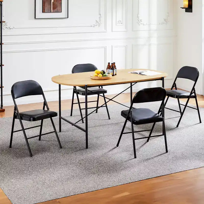 Chaise pliante JIONJOY, lot de 2, en cuir PU et métal