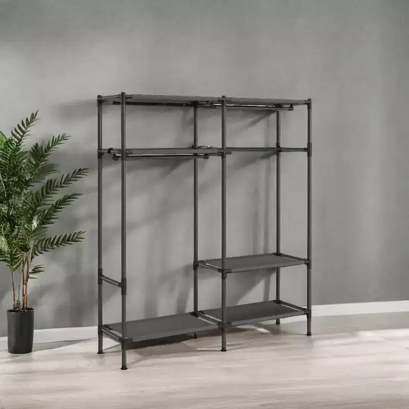 65 Inch Freestanding Portable Wardrobe Heavy Duty Clothes Rack Hanging Closet Organizer, Clothing Storage for Cloakroom and Bedroom