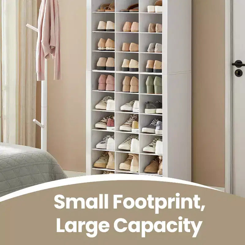 Meuble de Rangement pour Chaussures, Étagère à Chaussures à 10 Niveaux, Peut Contenir Jusqu'à 30 Paires de Chaussures, pour Entrée, Chambre, 32 x 63 x 187 cm