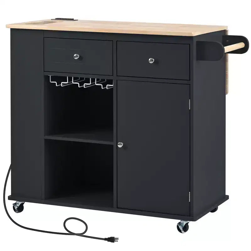 Whisen Modern Kitchen Island with Drop Leaf and Wheels