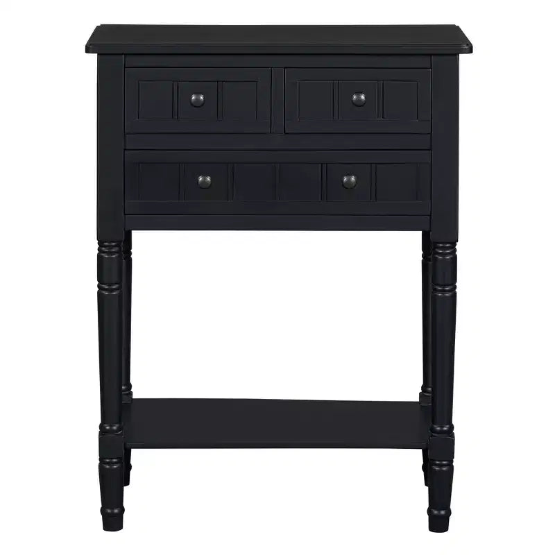 Console étroite Whisen avec trois tiroirs de rangement et étagère inférieure
