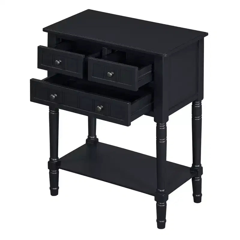 Console étroite Whisen avec trois tiroirs de rangement et étagère inférieure