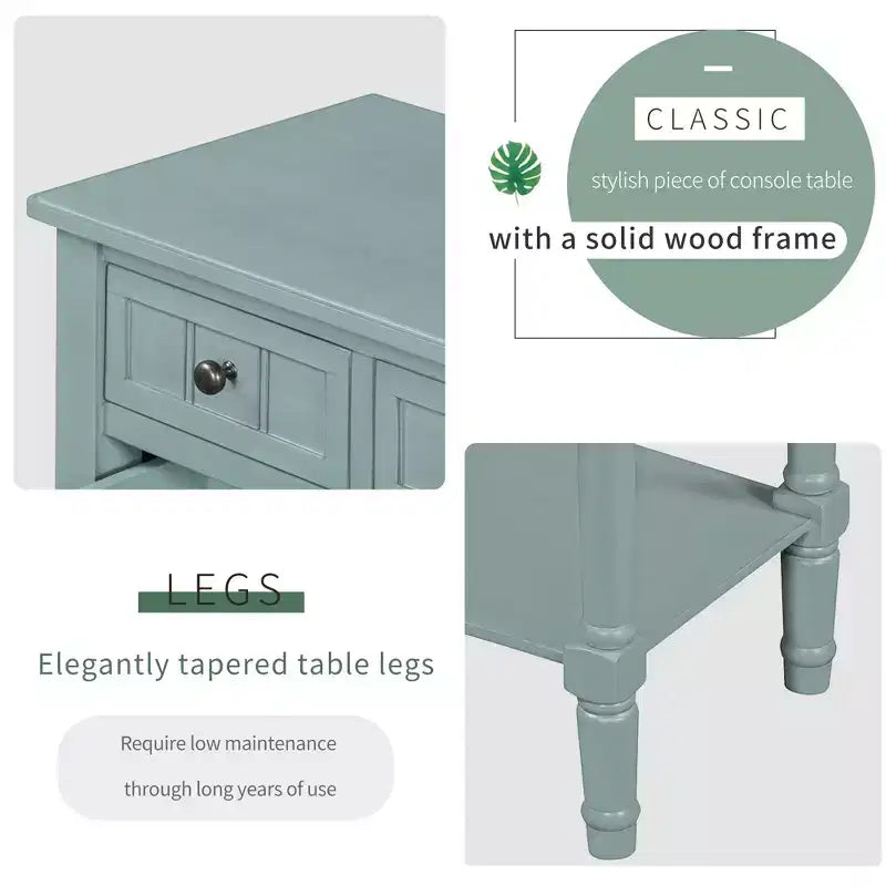 Console étroite Whisen avec trois tiroirs de rangement et étagère inférieure