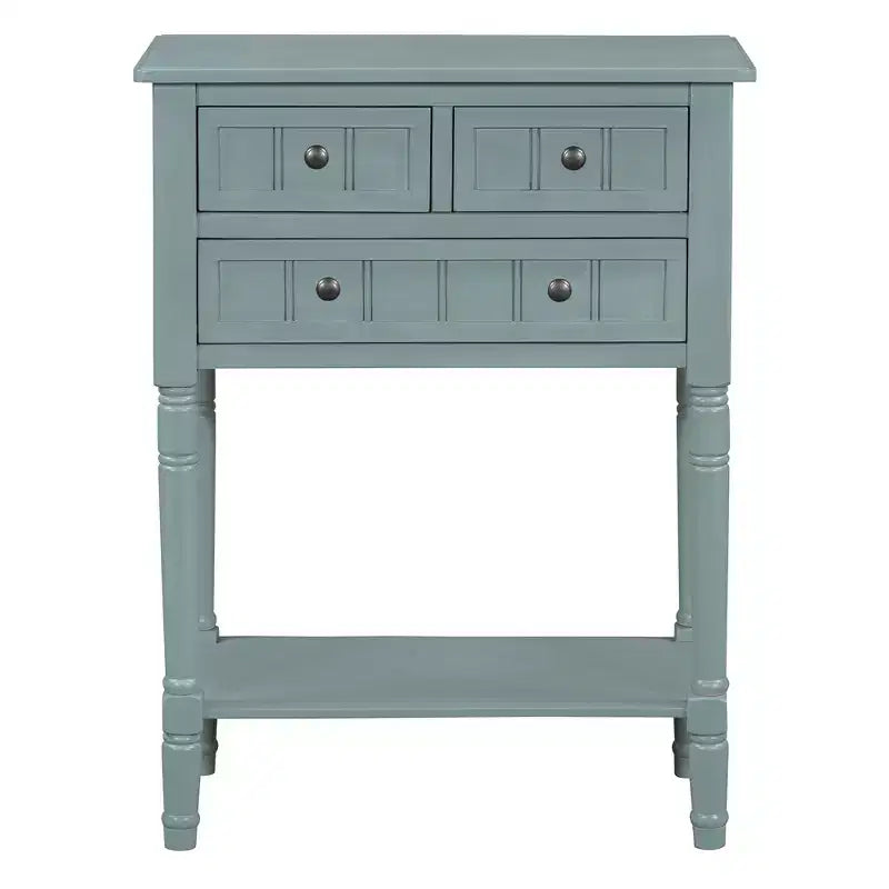 Console étroite Whisen avec trois tiroirs de rangement et étagère inférieure