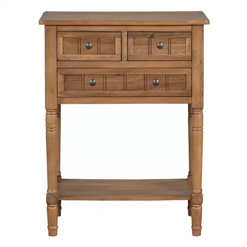 Console étroite Whisen avec trois tiroirs de rangement et étagère inférieure