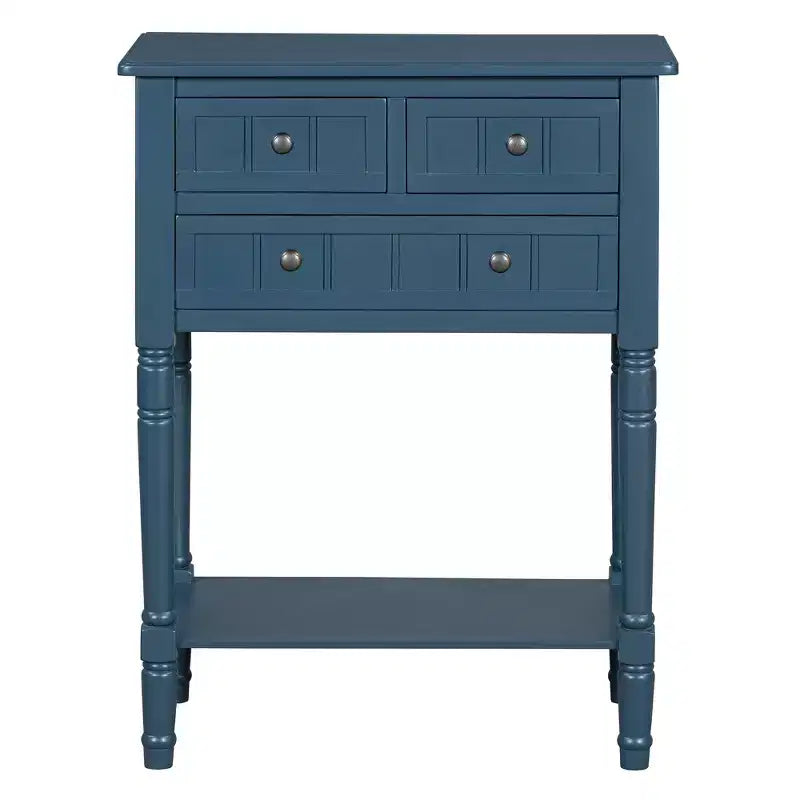 Console étroite Whisen avec trois tiroirs de rangement et étagère inférieure