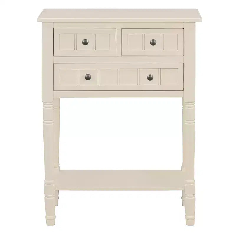 Console étroite Whisen avec trois tiroirs de rangement et étagère inférieure