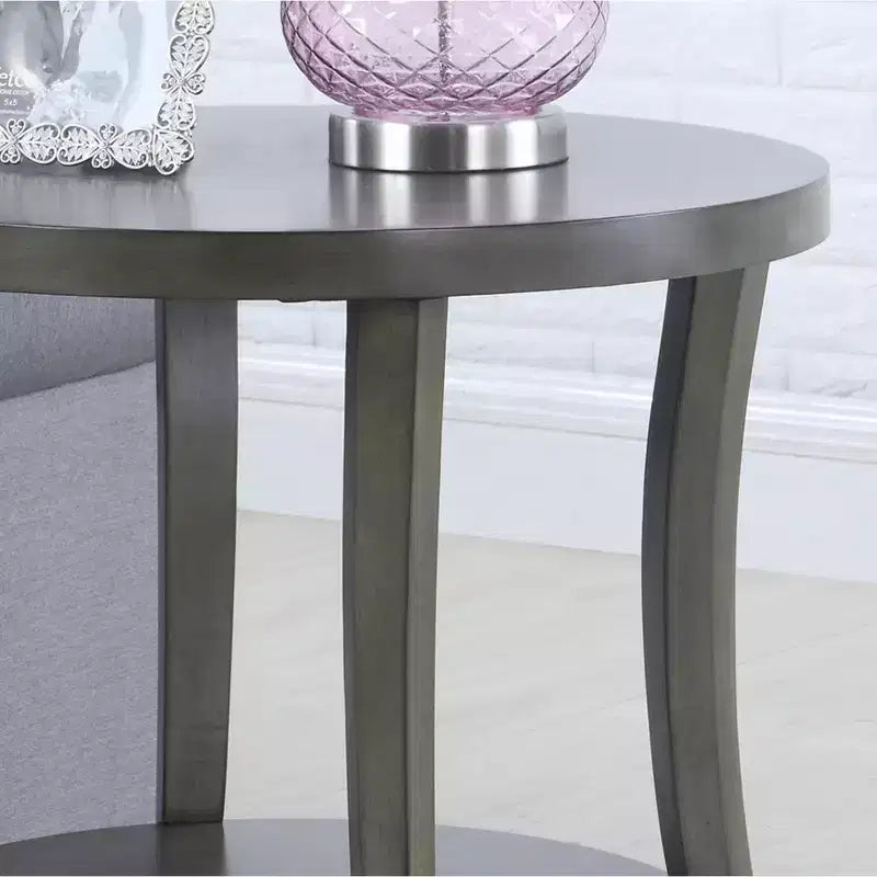 Table d'appoint ovale contemporaine Roundhill Furniture Perth avec étagère, grise