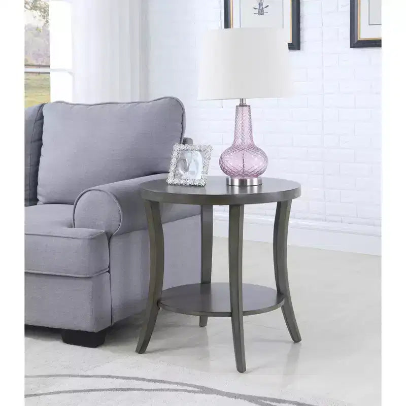 Table d'appoint ovale contemporaine Roundhill Furniture Perth avec étagère, grise