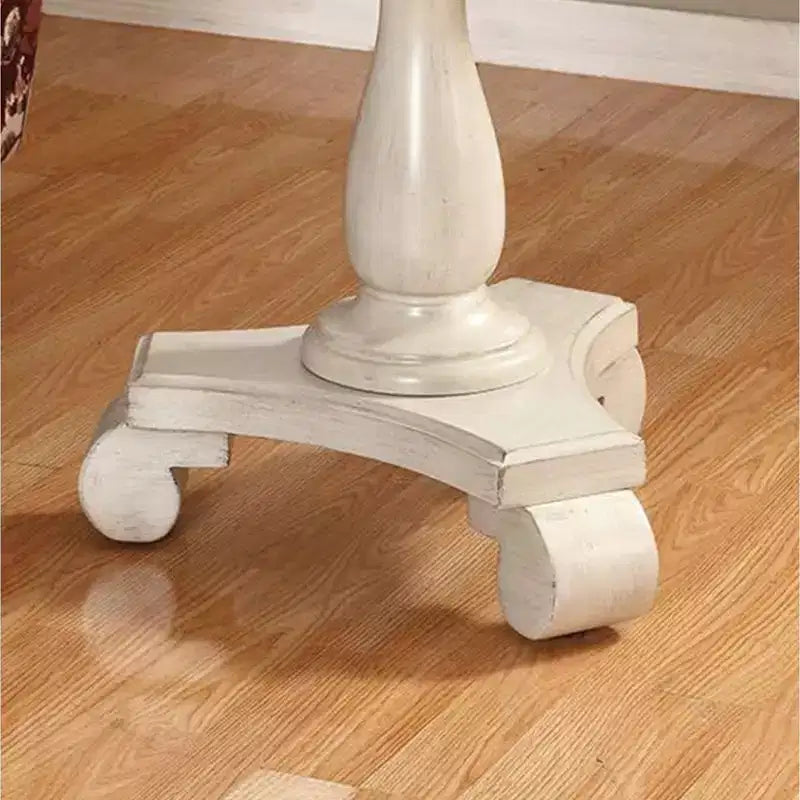 Table d'appoint piédestal ronde en bois blanc Rene