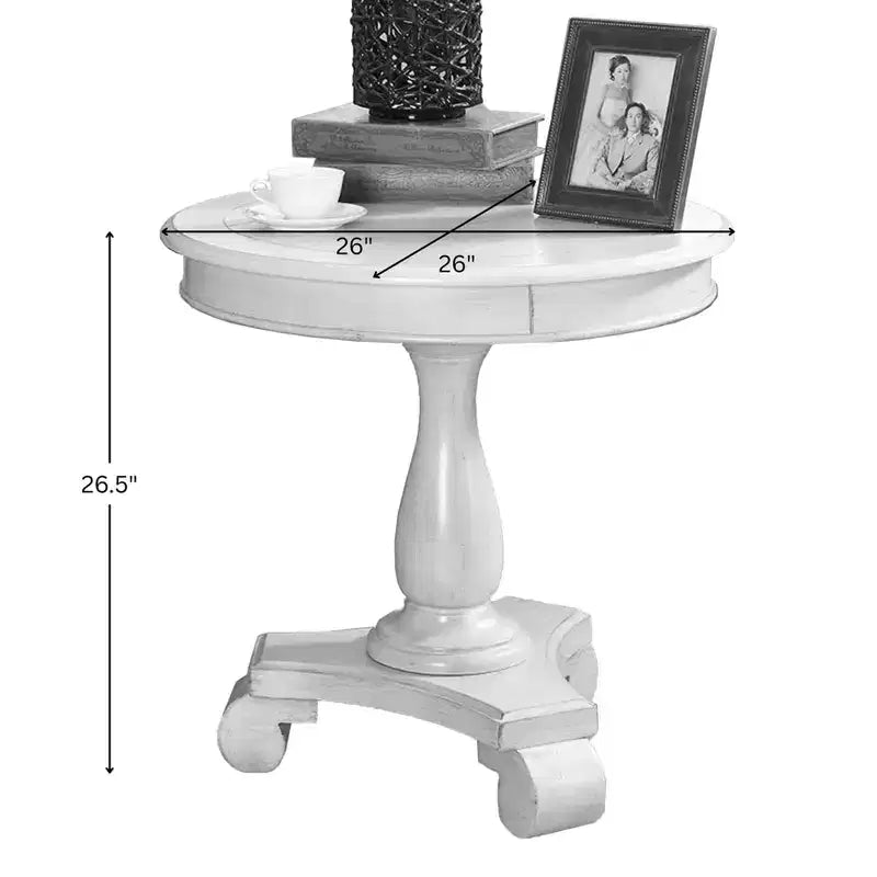 Table d'appoint piédestal ronde en bois blanc Rene