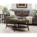 Roundhill Furniture Perth Contemporary Oval Coffee Table with Shelf, Espresso