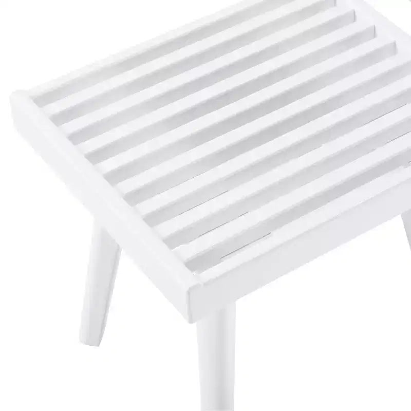 Banc à lattes en bois massif Larwich de Roundhill Furniture, 48 cm de long, blanc