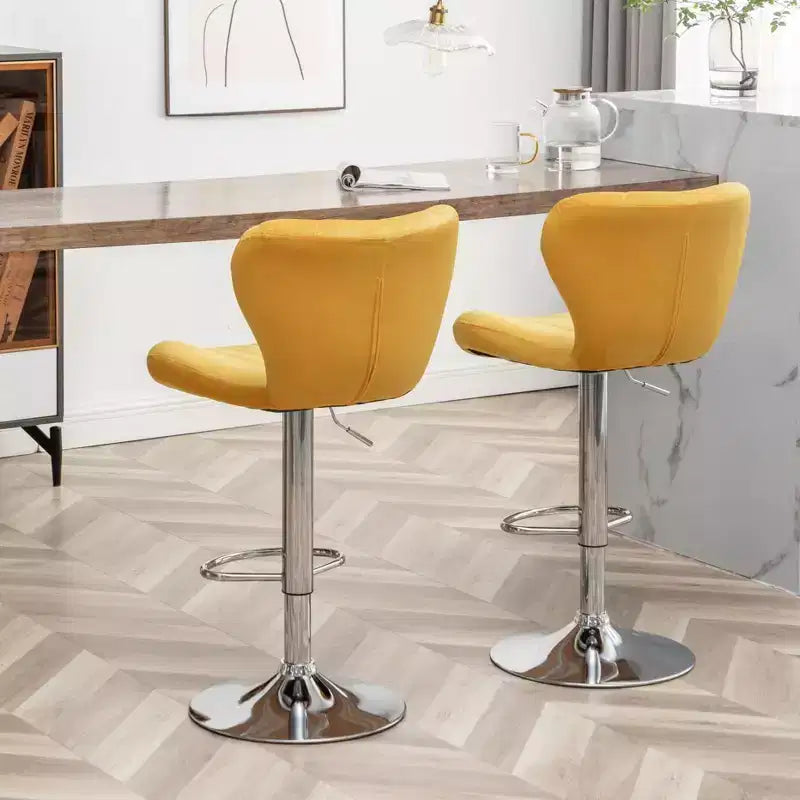 Tabourets de bar pivotants réglables rembourrés Ellston jaunes, lot de 2