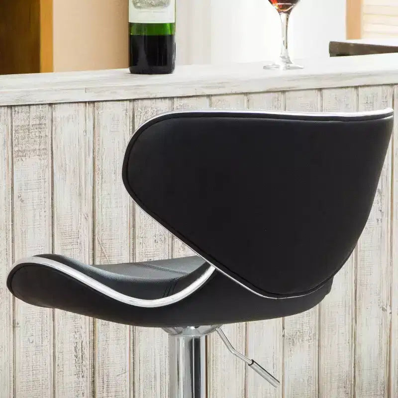 Tabourets de bar pivotants réglables Roundhill Furniture Masaccio avec coussin en similicuir et base chromée, noirs, lot de 2