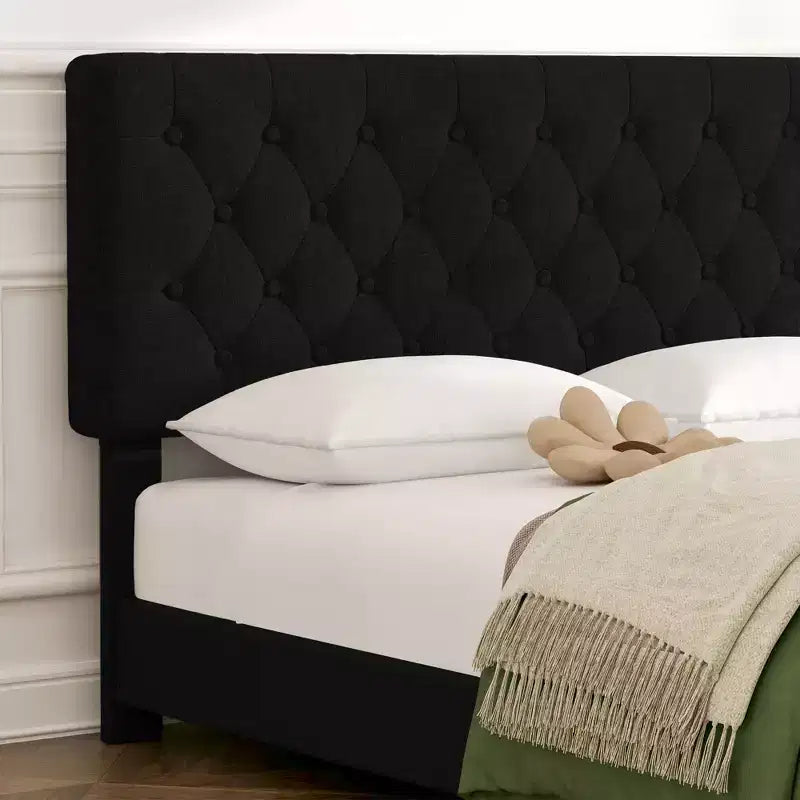 Cadre de lit Queen Size HYLEORY avec 4 tiroirs et tête de lit, Cadre de lit plateforme rembourré