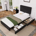 Cadre de lit Queen Size HYLEORY avec 4 tiroirs et tête de lit, Cadre de lit plateforme rembourré