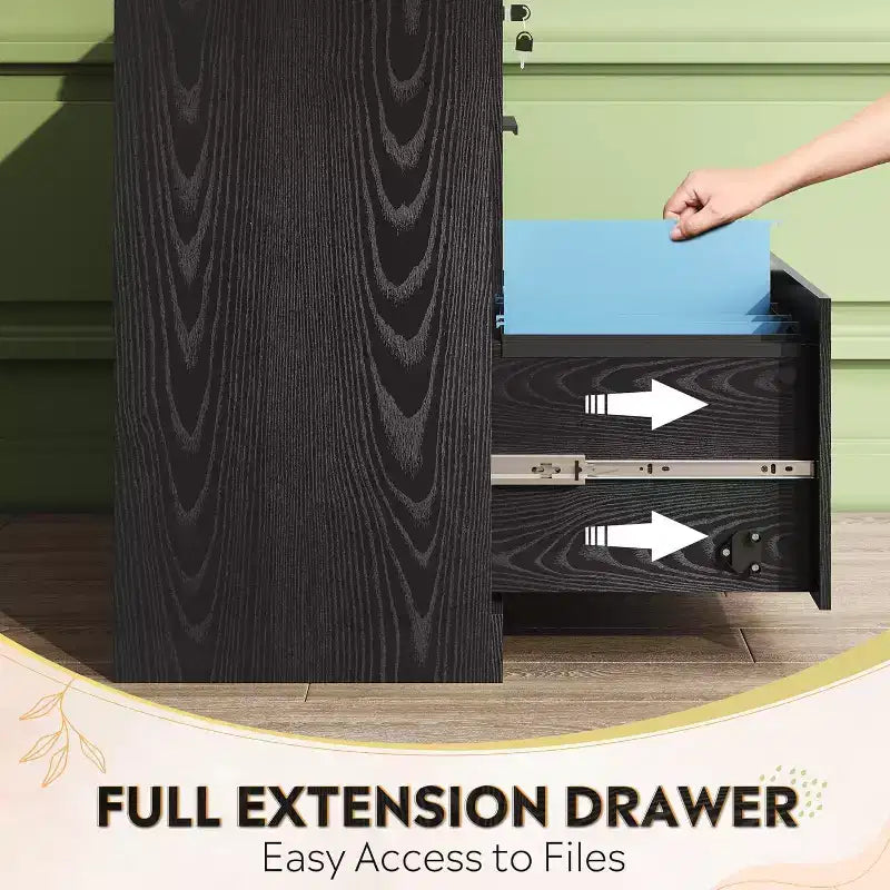 DEXYLLO 2-Drawer Wood Lateral File Cabinet with Lock, Filing Cabinet for Office & Home, Printer Stand with Anti-Tilt Mechanism
