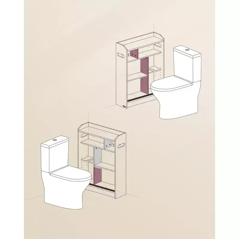 VASAGLE Bathroom Cabinet, Slim Bathroom Storage Cabinet, Toilet Paper Holder and Brush Compartment, Sliding Doors, Adjustable Shelves,