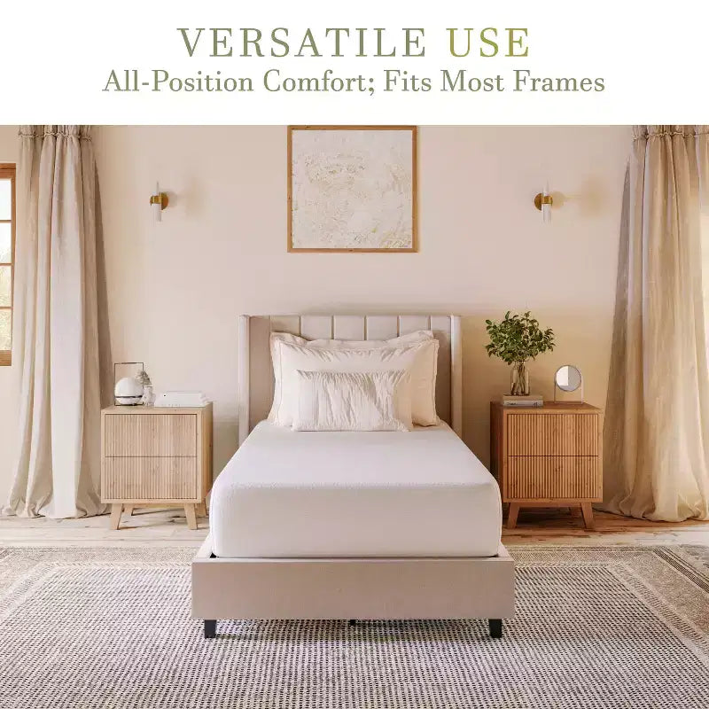 Merrick Lane Matelas en mousse à mémoire de forme en boîte à 4 couches, mousse infusée au thé vert, mousse à circulation d'air, gel rafraîchissant, mousse certifiée CertiPUR-US