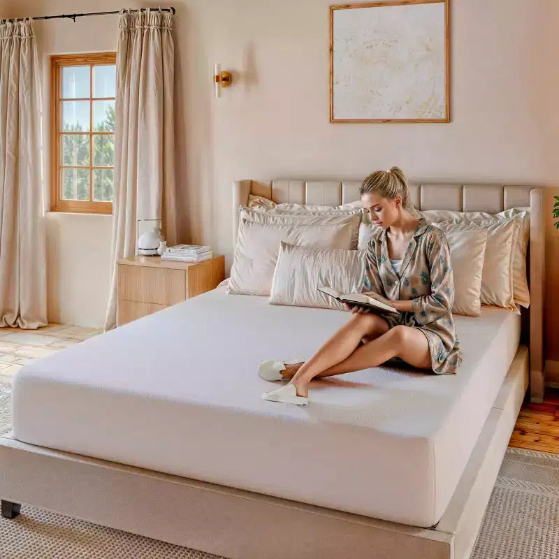 Merrick Lane Matelas en mousse à mémoire de forme en boîte à 4 couches, mousse infusée au thé vert, mousse à circulation d'air, gel rafraîchissant, mousse certifiée CertiPUR-US