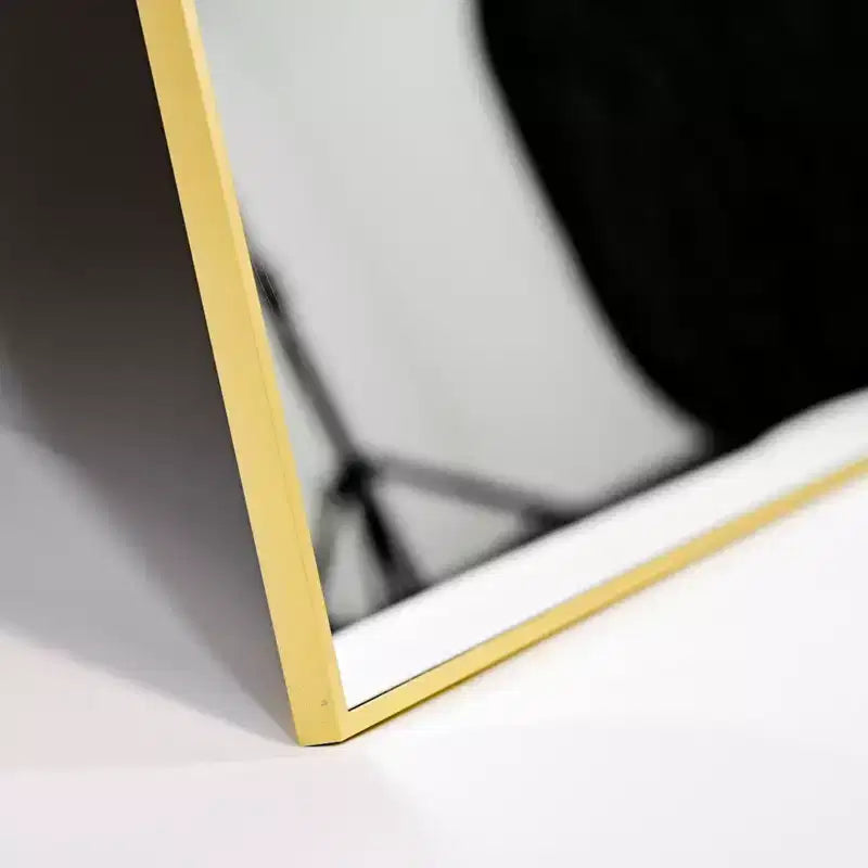24 x 36 Arched Mantle Mirror, Black/Gold-HOMLUX: Metal Frame, Wall Mount, Modern Decor