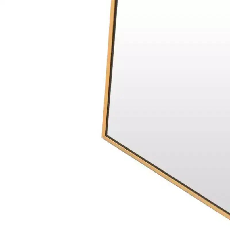24 x 36 Arched Mantle Mirror, Black/Gold-HOMLUX: Metal Frame, Wall Mount, Modern Decor