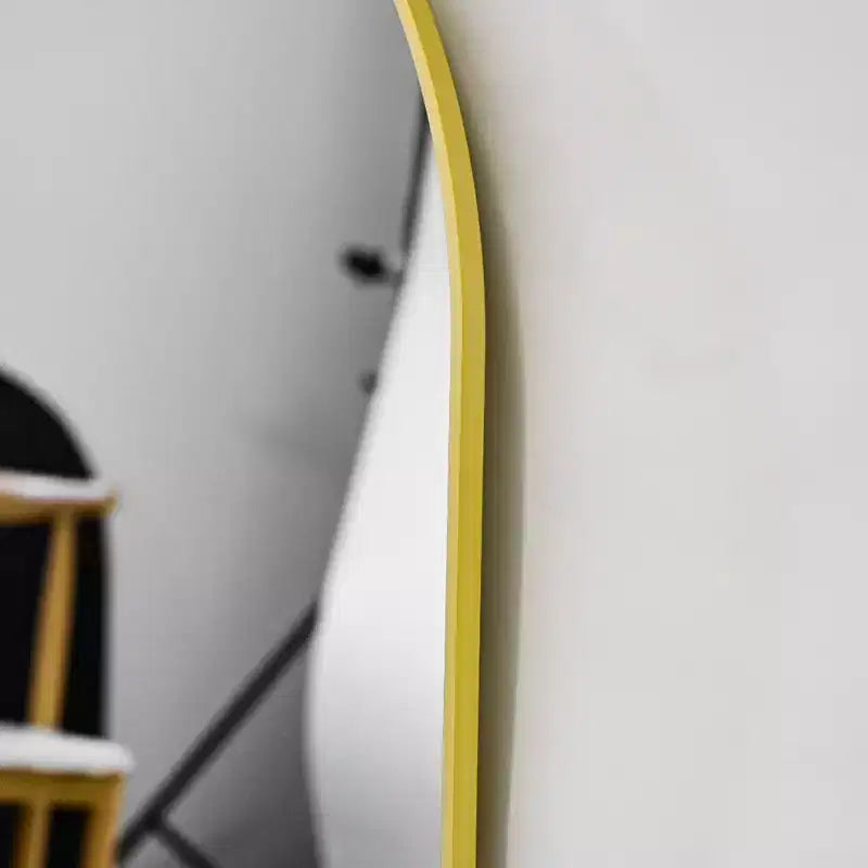 24 x 36 Arched Mantle Mirror, Black/Gold-HOMLUX: Metal Frame, Wall Mount, Modern Decor