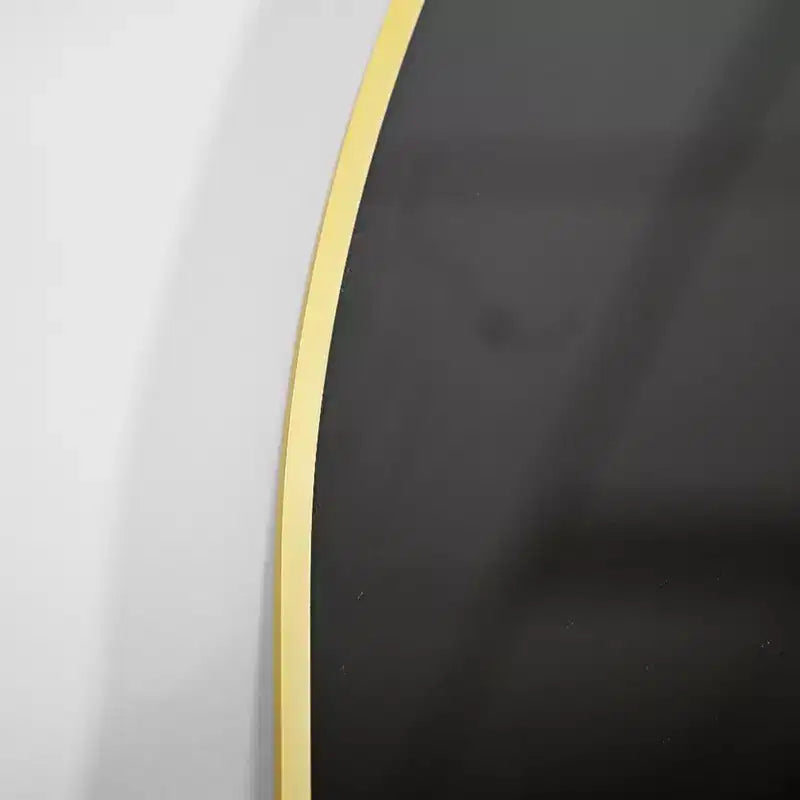 24 x 36 Arched Mantle Mirror, Black/Gold-HOMLUX: Metal Frame, Wall Mount, Modern Decor