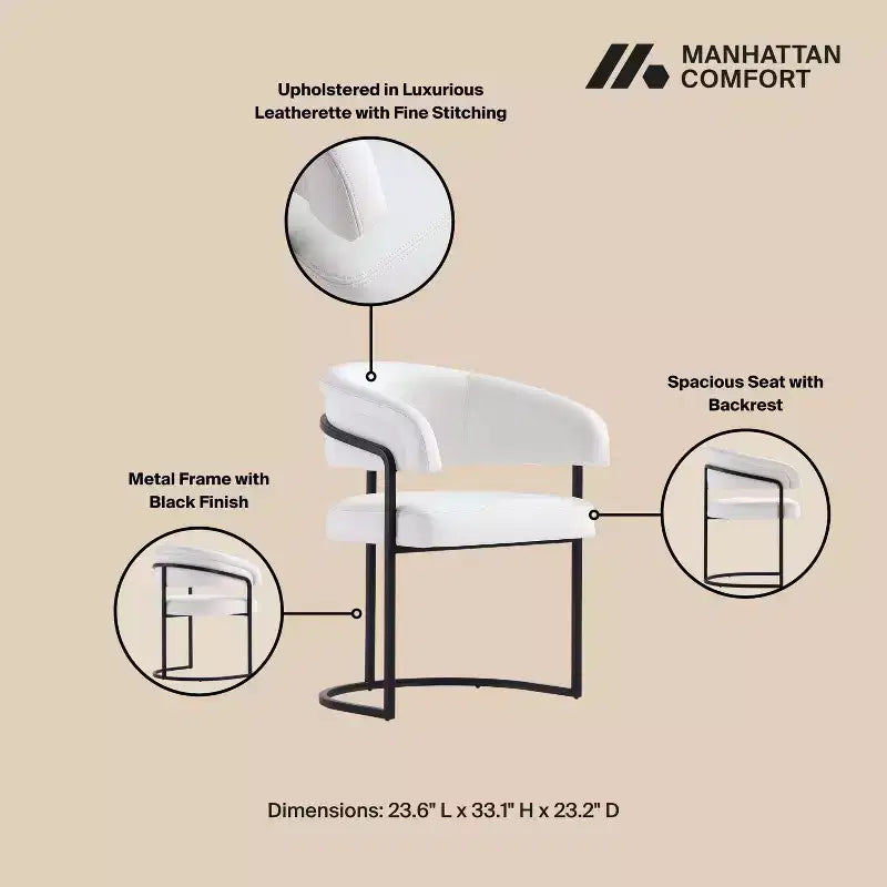 Chaise de salle à manger moderne Manhattan Comfort Augusta en similicuir