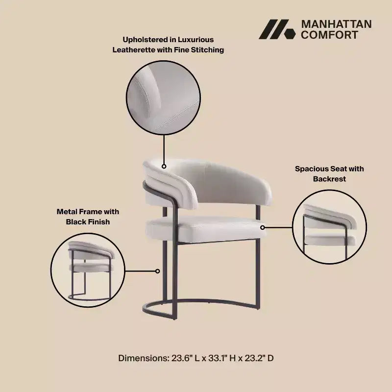 Chaise de salle à manger moderne Manhattan Comfort Augusta en similicuir