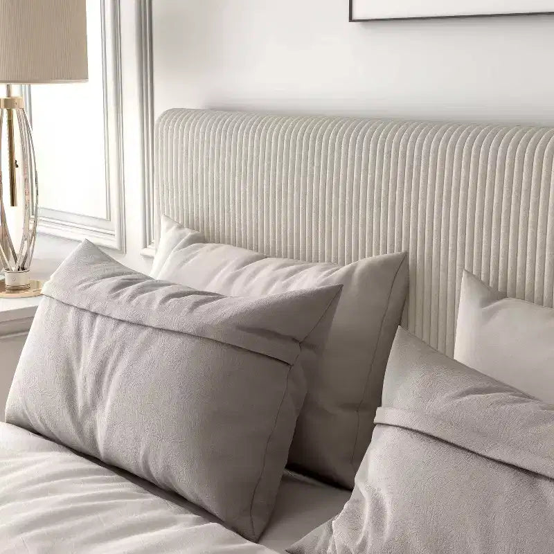 Lit plateforme Queen miBasics Beckman en velours côtelé avec housse amovible