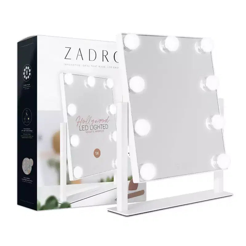 Miroir de courtoisie Zadro Hollywood à ampoules DEL, blanc