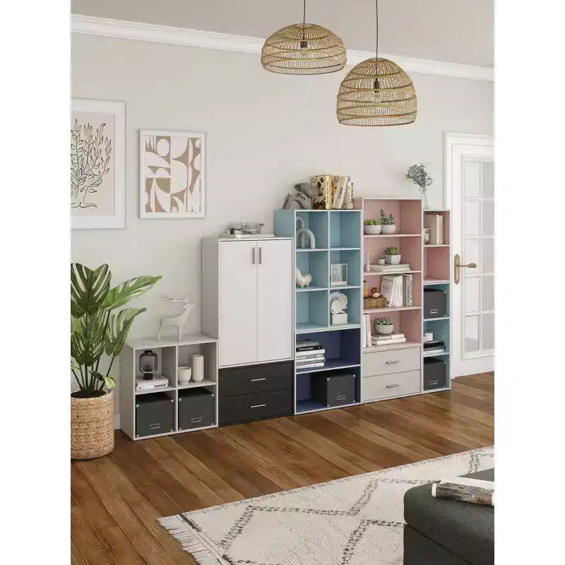 24/7 Shop At Home Bibliothèque moderne Silkpath à 3 cubes, empilable et modulable de 35,3 po