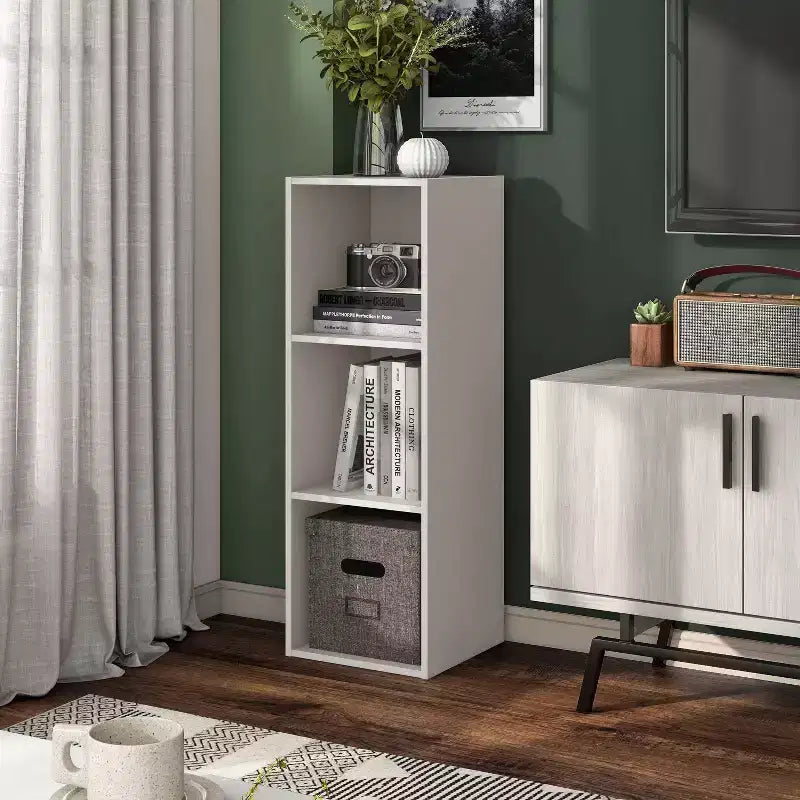 24/7 Shop At Home Bibliothèque moderne Silkpath à 3 cubes, empilable et modulable de 35,3 po