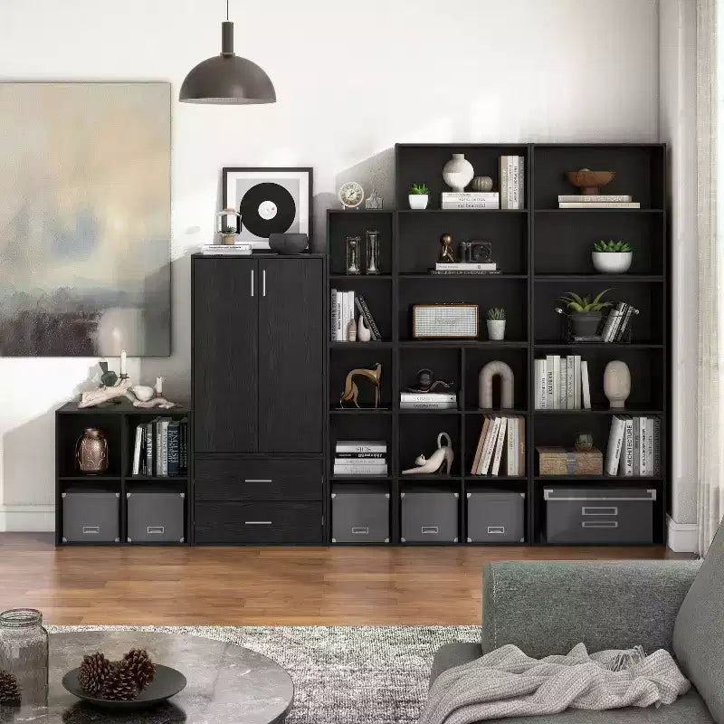 24/7 Shop At Home Bibliothèque moderne Silkpath à 3 cubes, empilable et modulable de 35,3 po