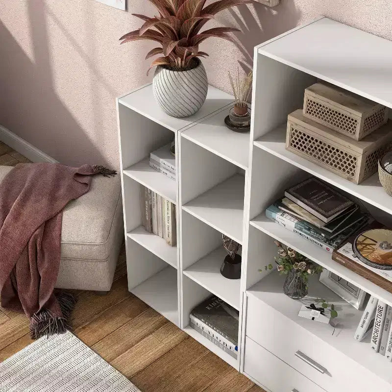 24/7 Shop At Home Bibliothèque moderne Silkpath à 3 cubes, empilable et modulable de 35,3 po