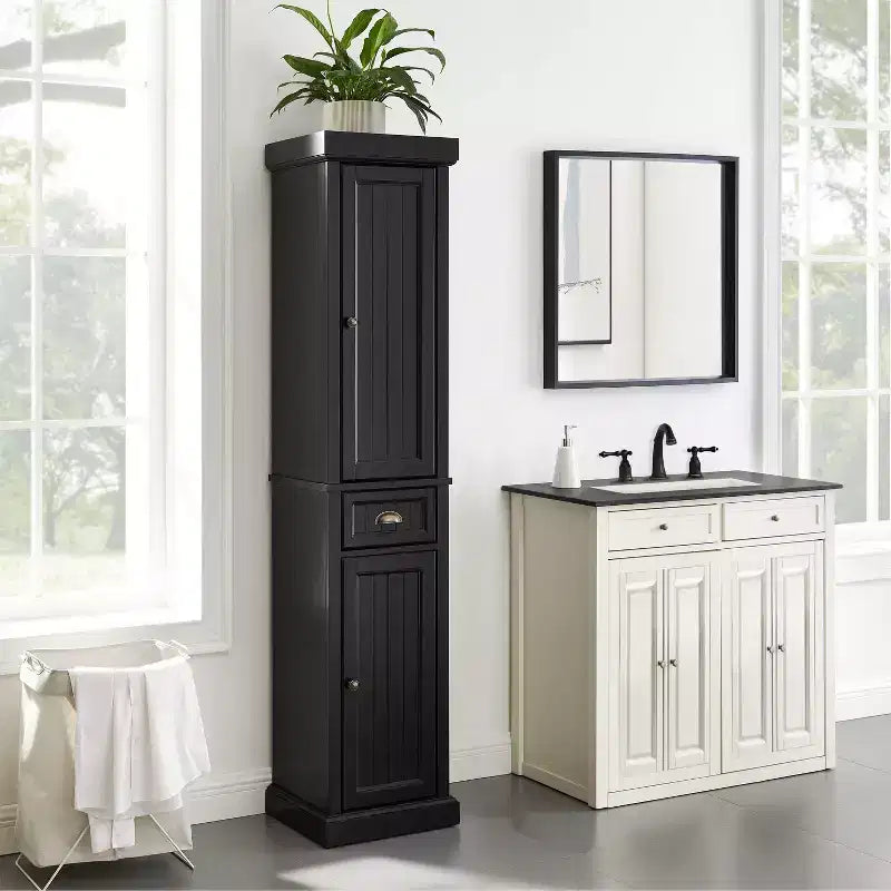Crosley Seaside Tall Linen Storage Cabinet