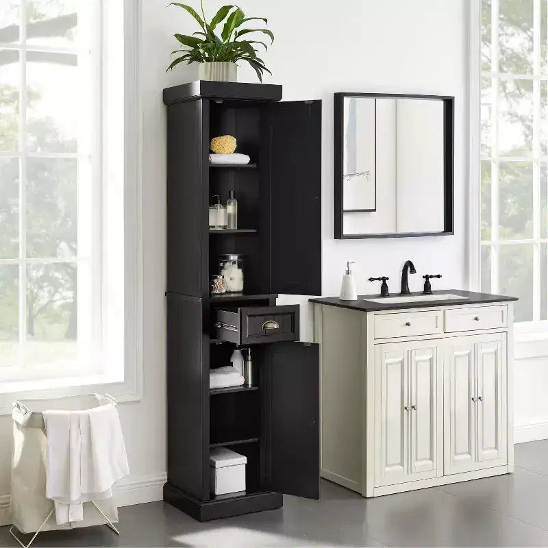 Crosley Seaside Tall Linen Storage Cabinet