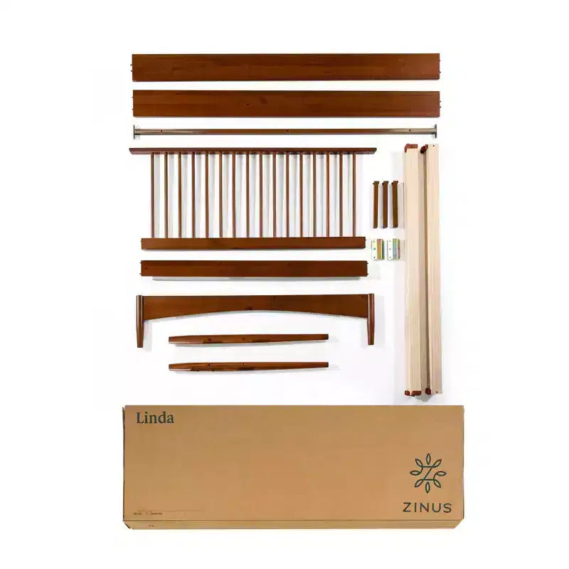 Cadre de lit plateforme Linda Wood Marron - Zinus