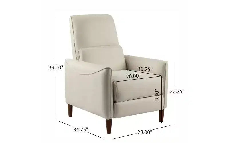 Fauteuil inclinable rembourré Christopher Knight Home Owen avec pieds fuselés en bois d'hévéa